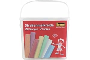 Idena 60042 – Tizas para Pintar Calle en Caja Cuadrada con asa, 20 Barras en 7 Colores, para Pintar Asfalto, pavimento u hormigón