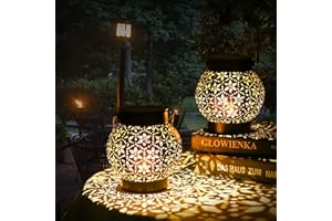 ‎GÖRVITOR Solarlaterne für Außen 2 Stück, IP65 Wasserdicht Metall Solarlampen für Außen Hängend Garten Deko, Görvitor LED Warmweiß Solar Laterne für Draußen Balkon Weihnachten Schwarz