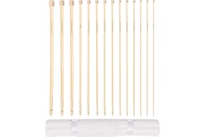 Curtzy Aguja Crochet Tunecino de Bambú (14 Tamaños) Cada Aguja Mide 35 cm – Tamaños de 2 mm a 10 mm - Aguja Ganchillo Tunecino - Kit Crochet Proyectos de Tejer para Principiantes y Expertos