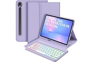 ‎BETTDOW Bettdow für Samsung Galaxy Tab S10 Lite/ S10 FE 10,9" 2025 Tastatur Hülle, QWERTZ Layout Abnehmbarer Beleuchtete Tastatur mit Hülle für Galaxy Tab S10 FE 10,9 Zoll/ S9 FE 10,9 Zoll/ S9 11 Zoll, Lila
