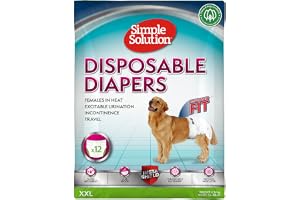 Simple Solution Disposable Dog Diapers for Female Dogs, Super Absorbent Leak Proof, Wetness Indicator 12 Pack