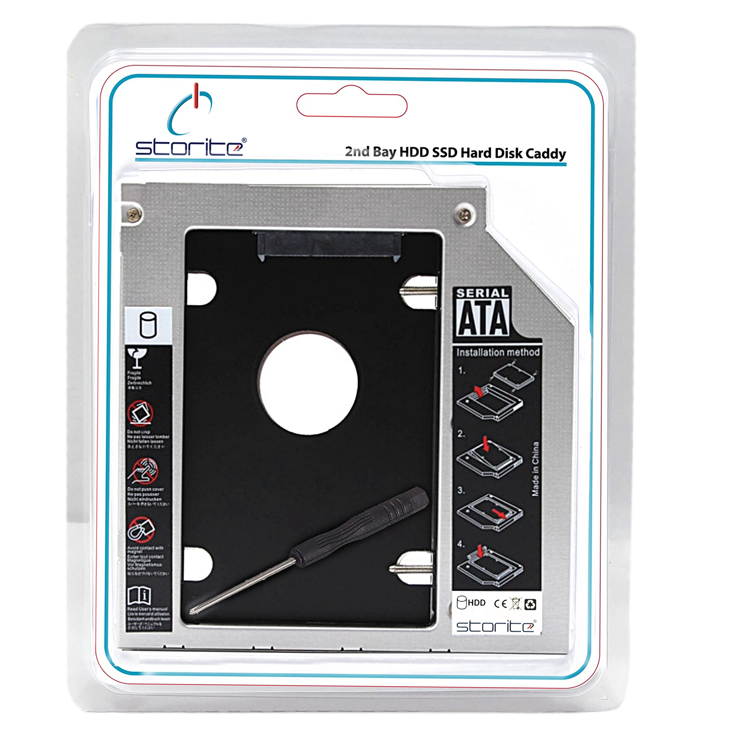 Storite SATA 2nd 2.5'' Hard Drive Caddy for 12.7mm Universal CD/DVD-ROM (for SSD and HDD)