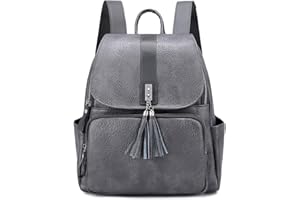 Travistar Rucksack Damen Klein Elegant PU Leder Damen Rucksackhandtasche Daypack Casual Schultasche Tagesrucksack Anti-Theft Rucksäcke, Grau