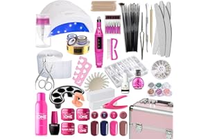 ACOL Kit Ricostruzione Unghie Gel Professionale Completo di Lampada Led 48w Fresa 13000 giri, Valigetta professionale e Accessori