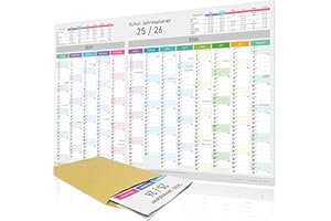 HERMANNPARTNER Calendario scolastico XXL 2025/2026 – Calendario da parete – Agenda annuale scuola A1 (84 x 59 cm), agenda da parete con settimane, festività e vacanze, grande formato per la scuola, pieghevole Wall