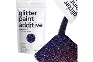 Hemway Glitter Paint Additive 100g / 3.5oz Crystals for Acrylic Emulsion Paint - Interior Wall, Furniture, Ceiling, Wood, Varnish, Matte - Ultrafine (1/128" 0.008" 0.2mm) - Black Holographic