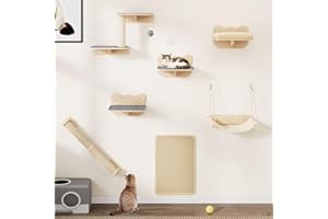 YITAHOME Zestaw ścian do wspinaczki dla kotów, stabilne drewniane meble dla kotów, 7-częściowy zestaw elementów ściennych ze schodami dla kota, drapakami dla kotów, deski do spania, zabawy i