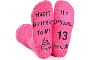 BISOUSOX Birthday Gift Socks Funny Socks Girls Anti-Slip Socks Novelty Socks Women Warm Crew Socks for Girls Comfortable Fun Gifts For 13 18 21 Years Old Fun Teenager Gift