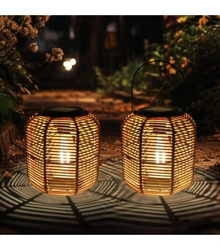 Lanterne Solaire En Rotin, Lampe Suspendue Ip55, Lampes De Jardin Avec Poignée[J7710