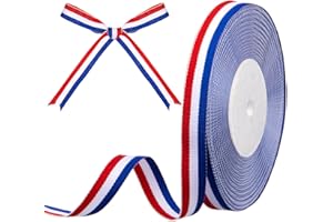 Gulfmew 15 mm x 30 yards Ruban Bleu Blanc Rouge Drapeau Français Ruban Tricolore Bobine Décorative pour l'Artisanat Décoration DIY Emballa Cadeau Médaille Mariage Fête Nationale Supercoupe d'Europe