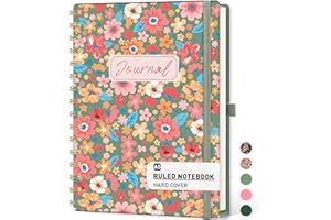 XLOXFU Lined Spiral Notebook A5 Journal for Women & Men, 140 Pages, College Ruled Hardcover Notebook for Work & Note Taking, Journals for Writing, Flower