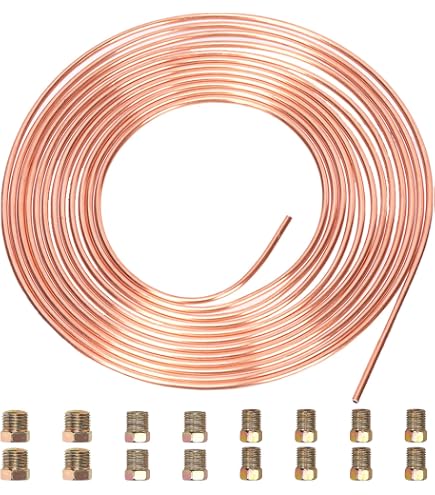 Rotolo Tubo Freno In Rame Flessibile Rivestito - 1/4" X 25 Piedi (7,6 Metri) - Nuovo