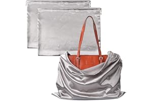 BlesMaller Dust Cover Storage Bags Thick Silk Cloth with Drawstring Pouch for Handbags Purses Pocketbooks Shoes Boots Set of 2, Silver (23.6 x 19.6 in)