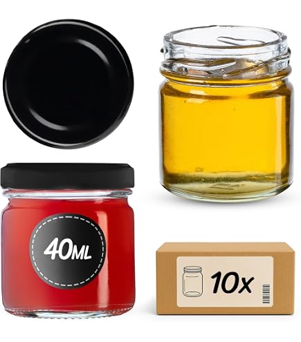 Mikken Set 10 Mini Vasetti Per Marmellata 53 Ml Con Coperchio Argento Twist-Off E Etichette Adesive Incluse - Ideali Per Conserve, Spezie, Miele - 2