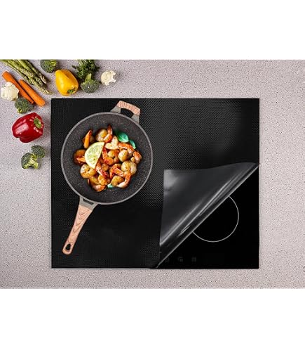 Cexovo Tapis Protection Plaque Induction Silicone 52x61 Cm - Anti-Rayures Anti-Dérapant Réutilisable