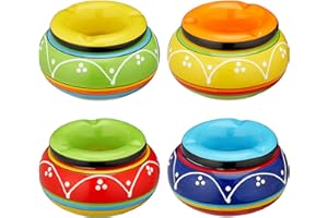 CEPEWA Posacenere per tempesta "Toscana", set da 4 pezzi, Ø 11 cm, in ceramica colorata, con inserto rimovibile, posacenere antivento (4 posacenere Toscana, Ø 11 cm)