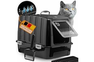 CROPLAS Katzenklo mit Deckel und Aktivkohlefilter + [ Katzenklo Matte ] + [ Katzenklo Schaufel ] - Katzen Zubehör - Katzentoi