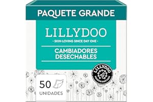 Cambiadores desechables LILLYDOO, delicados con la piel, 60x60 cm, 50 unidades (5x10 unidades), suaves, sin perfumes ni lociones, para pieles sensibles, dermatológicamente testados