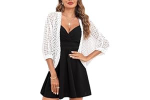 Gyabnw Bolero Mujer Cárdigans de Crochet Ligero Torera Chaqueta para Boda Fiesta Manga 3/4
