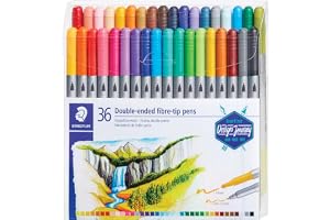 STAEDTLER 3200 Dubbelspetspennor – 36 färger, 0,5–0,8 & 3,0 mm | Fin och bred fiberspets för barn & vuxna – klara färger för teckning, skola & pyssel – Art.-Nr. 3200 TB36