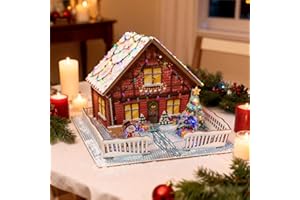 Nexum Diamond Painting Weihnachts Haus 3D DIY Bastelset mit Schneemann & Weihnachtsbaum, Miniatur Puppenhaus Tischdeko Weihnachten, Geschenk für Kinder & Erwachsene