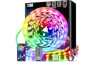 Keepsmile Led Strip Lights 15M Bluetooth Smart App Control Music Sync Color Changing RGB Led Light Strips with Remote,Flexible Lights for Bedroom Party Birthday Home Decor