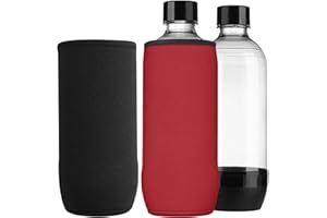 kwmobile Funda compatible con botellas Soda Stream DUO/Terra - 2x enfriadores de neopreno para botella de 615 ml - negro/rojo