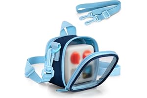 LoDrid Étui de voyage compatible avec Yoto Mini (édition 2024), support de lecteur audio avec bandoulière réglable, poche zippée pour cartes, sac uniquement, bleu, Décontracté