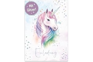 ‎HÄFFT Häfft® Lernfreunde 12 x Einladungskarten Kindergeburtstag A6 Einhorn Party-Einladungen für Kinder, Geburtstags-Einladungen - nachhaltig & klimafreundlich