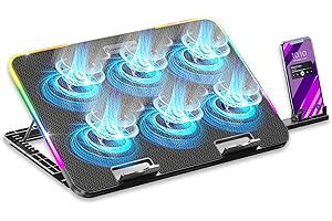 Empire Gaming – 2025 Nuevo – Guardian C600 – Base refrigerador para Ordenador portátil de 12 a 15,6 '' – 6 Ventiladores – Rueda de Velocidad – 7 Modos RGB – 5 Alturas Ajustables – Soporte extraíble
