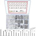 TOOINKCV 680 Pcs Cross Pan Head Screws Botls and Nuts and Washers Assortment Set, Stainless Steel Round Head Machine Screws Nuts and Bolts and Flat & Lock Washers Set for Home Office Industrial