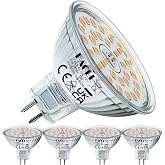 EACLL GU5.3 LED Warm White 6 W Replaces 50 W Halogen MR16 Bulb Pack of 4 550 Lumen 2700 K Bulb AC/DC 12 V Flicker-Free Spotlight Beam Angle 120 Degree Spot Non-Dimmable Reflector Lamps