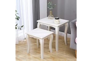 sogesfurniture Set di 2 tavolini da caffè multifunzionali per soggiorno, bianco BHEU-BSB-009