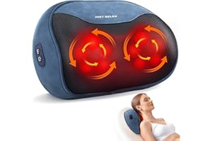 ELEHOT-STORE 4D Shiatsu Masajeador con Función de Calentamiento, Almohada de Masaje Eléctrica, Almohadas de Masaje de 3 Velocidades con Cambio de Dirección, Hogar, Oficina, Regalo