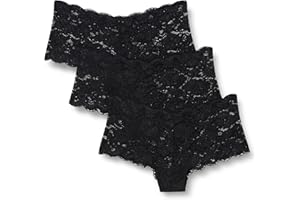 Iris & Lilly Damen Spitzen-Hipster, Unterwäsche mit Moderater Bedeckung, 3er-Pack