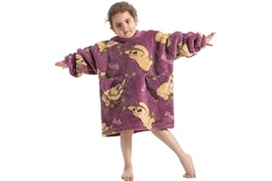 Pterygoid Sweat à Capuche Enfant, Pull Plaid Oversize pour Filles et Garçons, Super Douce Chaude Capuchon Sherpa Peluche à Manches TV pour Tout-Petit 3-6 Ans