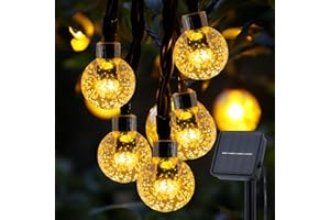 LuJasi Solar Lichterkette Aussen, 8M 30LED Lichterkette Außen Solar IP65 Wasserdicht, 8 Modi Kristall Kugeln, Solarlichterkette Outdoor für Balkon, Garten, Terrasse, Hochzeit, Party (Warmweiß)