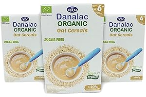 DANALAC Biologique Céréales Avoine pour bébé 3 x 200 grammes de bouillie sans sucre 6 mois plus (Paquet de 3)