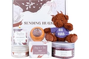 PAMPER BELLE Hug Pamper Gift for Her, Care Package Pamper Gift Set for women, Bath set for a Relaxation Spa day at home. Great thinking of you gift idea with Teddy