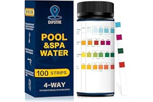DIPSTIK 4 en 1 Bandelettes Piscine, Testeur Piscine pour Eau de Piscine et Spa,100 Bandelettes, d'eau Test durete d'eau pour Tester Chlore Libre, L'alcalinité Totale et pH
