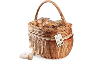 KADAX Cesto in vimini per funghi e spesa, robusto cestino da picnic con manico, cestino per bottiglie e giardino (mix, 44 x 26 x 41 cm)