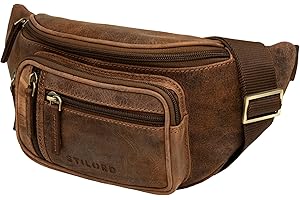 STILORD 'Greg' Sacoche Ventrale en Cuir Marron Vintage Hip Bag Homme Femme Sac Banane Belt Bags for Sports Festival Voyages Pochette Cuir véritable, Couleur:aneto - Marron