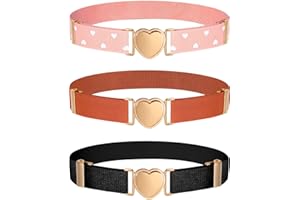 SATINIOR 3 Pièces Ceintures Élastiques Réglables de Filles avec Boucle de Cœur