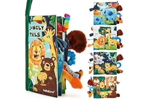 hahaland Baby Book Baby Toys Jungle Tails Sensory Books for Babies Touch and Feel Soft Books, Crinkle Paper Baby Essentials for Newborn Infants Toys, Newborn Gifts for 0 3 6 12 months Boys Girls
