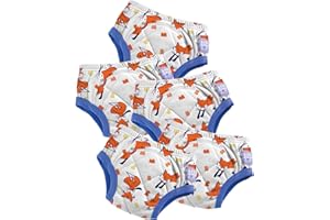 Bambino Mio British Brand Toddler Reusable Potty Training Pants Cotton, 5 Pack, (2-3 Years), Fuzz, Boys and Girls, for Baby