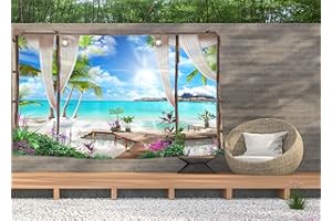 Ulticool – Vista spiaggia mare natura – arazzo poster – 200 x 150 cm – poster da giardino – arazzo grande – decorazione per giardino e soggiorno