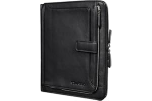 STILORD 'Colby' Conférencier A4 Cuir Vintage Pochette Porte Documents Bureau Classeur Organiseur Housse Tablets 12 Pouces Portfolio Cuir Véritable, Couleur:Noir