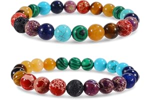 Bivei 7 Chakra Armband Echte Steine, Edelstein Armband Damen,Kristall Naturstein Yoga Armband