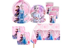 SIDESEA 81 Stück Geburtstags Deko Partygeschirr Set, Geburtstagsparty Deko Teller Tischdecke Becher Servietten Kindergeburtstag, für Mädchen Geburtstagsdeko,Party Deko Partyzubehör für 20 Gäste