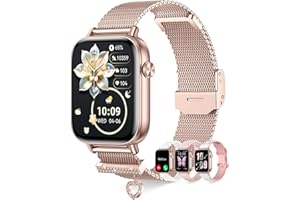 Erkwei Orologio Smartwatch Donna con Effettua/Risposta Chiamate 4 Cinturini 1,83" Orologio Donna Contapassi Frequenza Cardiaca Sonno 110+ Sportive Smart Watch per Android/iOS, Oro Rosa